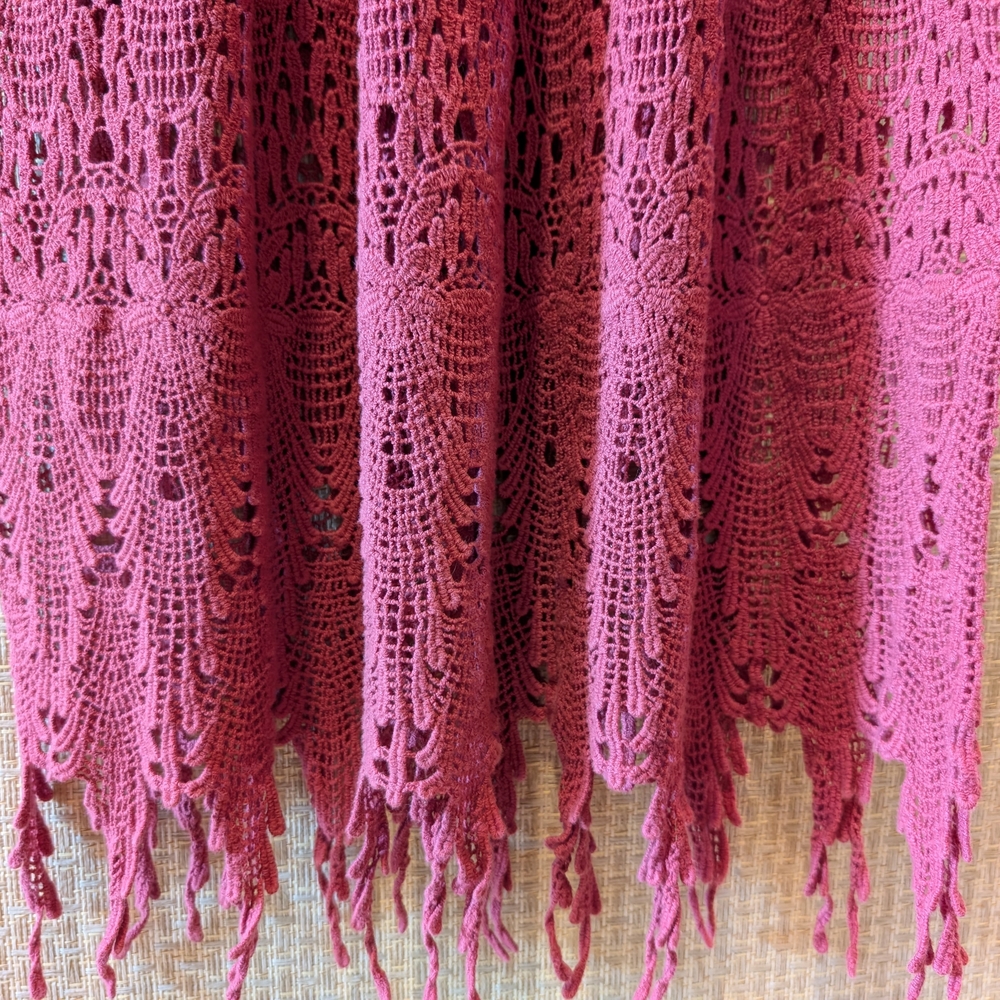 Elegant Crochet Maxi Dress in Rich Burgundy